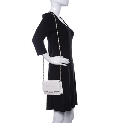 Chanel Goatskin Quilted Timeless CC Wallet On Chain WOC White 2 of 14