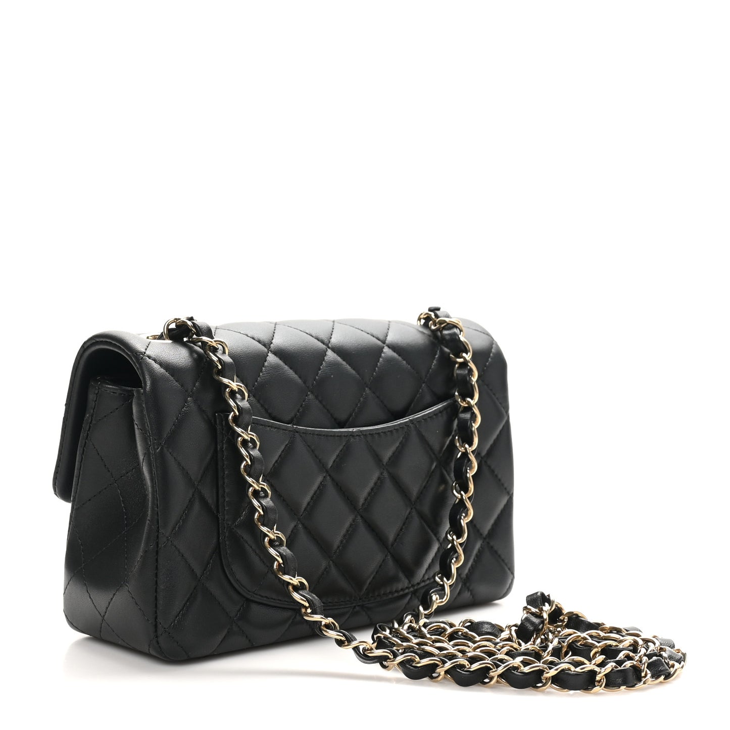 Lambskin Quilted Mini Rectangular Flap Black