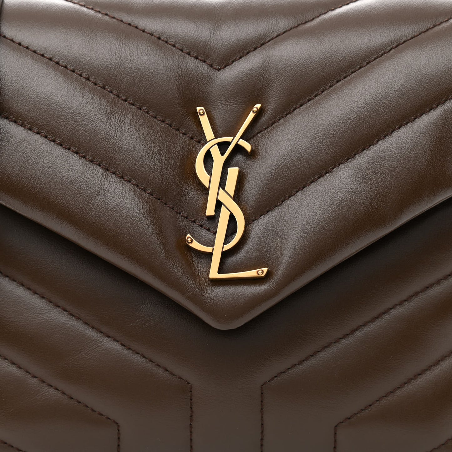 Calfskin Y Quilted Monogram Small Loulou Chain Satchel Soil Brown