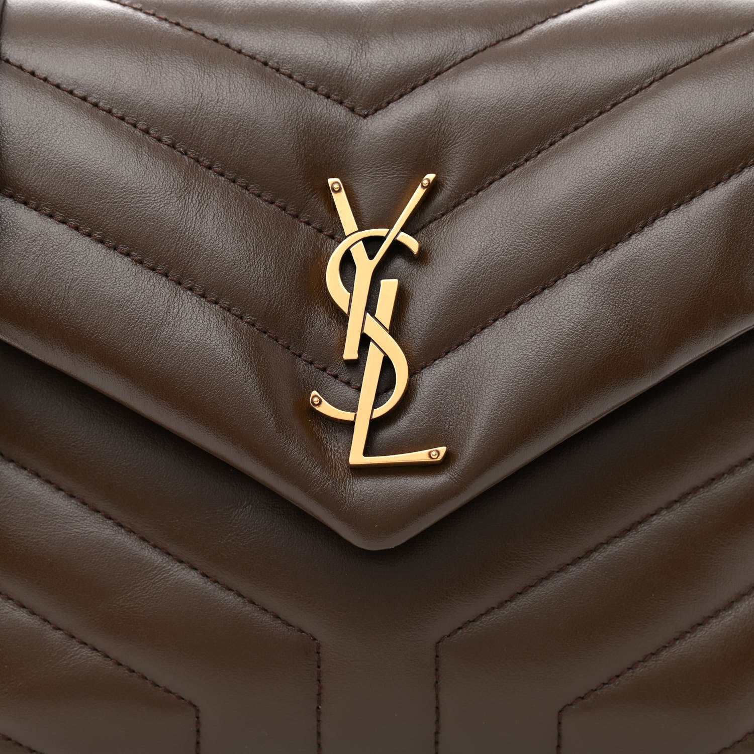Saint Laurent Calfskin Y Quilted Monogram Small Loulou Chain Satchel Soil Brown 8 of 10