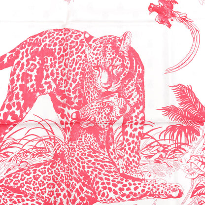 Hermes Silk Jungle Love Tattoo Scarf 90 Rose White 2 of 4