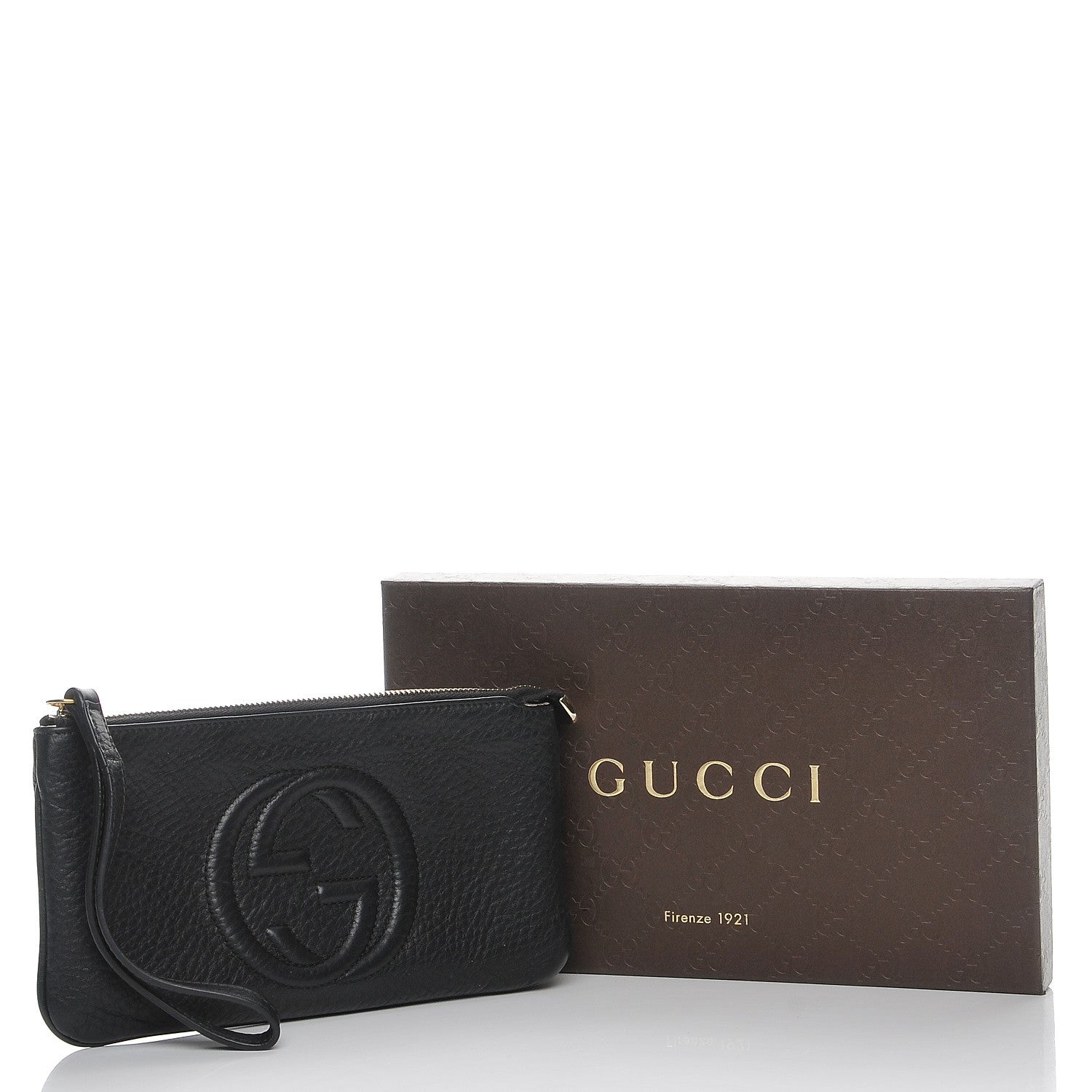 Gucci Pebbled Calfskin Soho Wristlet Black 9 of 9