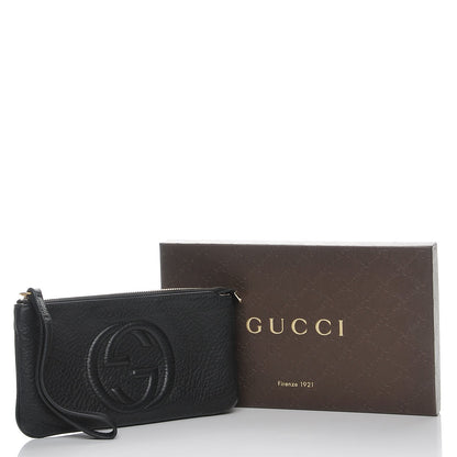 Gucci Pebbled Calfskin Soho Wristlet Black 9 of 9