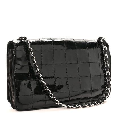 Chanel Patent Quilted Diagonal CC East West Chocolate Bar Flap Black 3 of 12