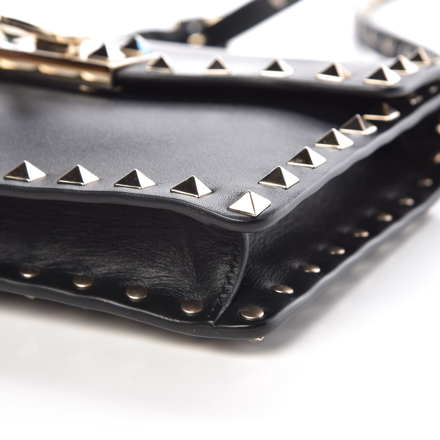Valentino Garavani Vitello Rockstud Shoulder Flap Bag Black 8 of 8