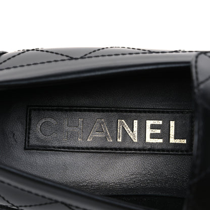 Chanel Calfskin Stitched CC Loafers 37.5 Black 10 of 11