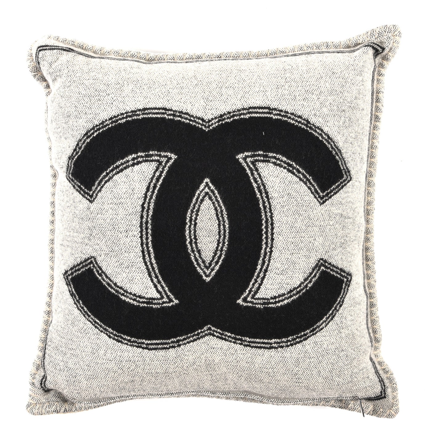 Merino Wool Cashmere CC Pillow Black White