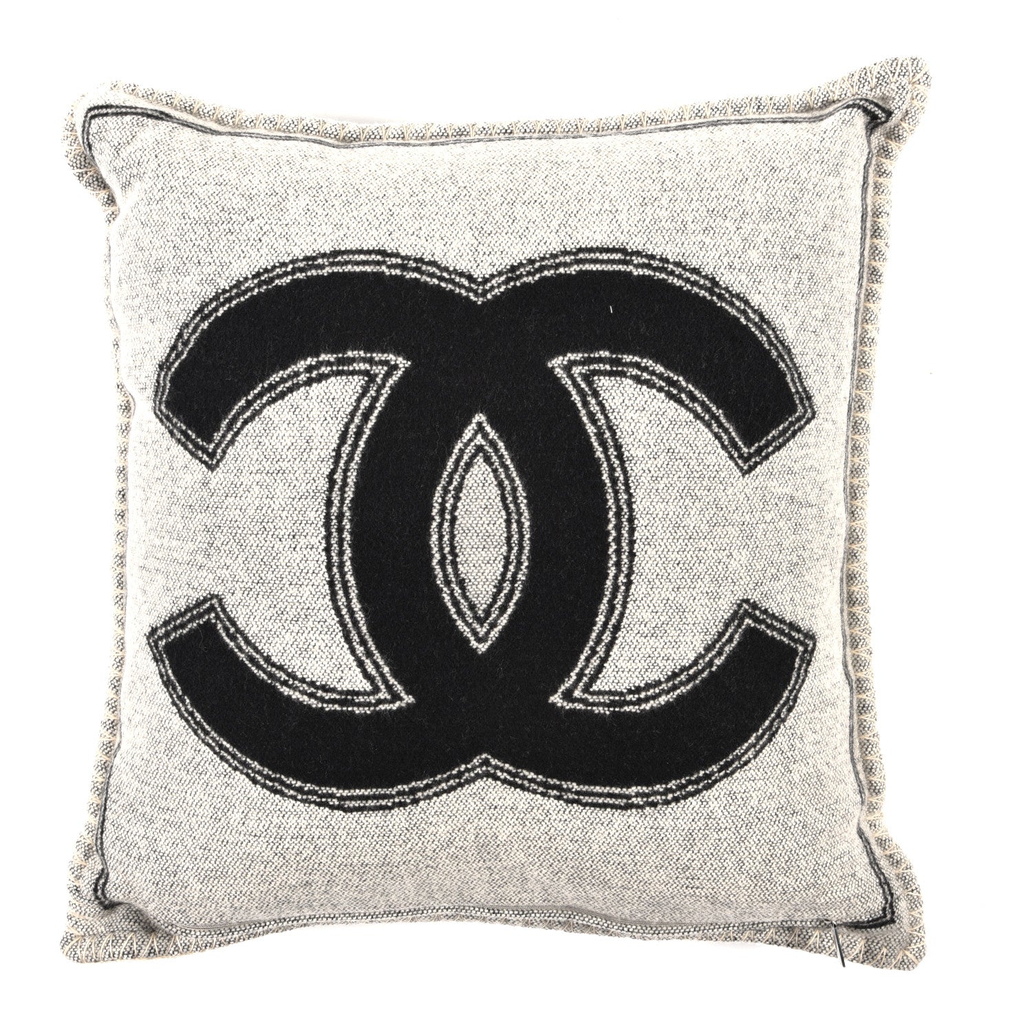 Chanel Merino Wool Cashmere CC Pillow Black White 2 of 4