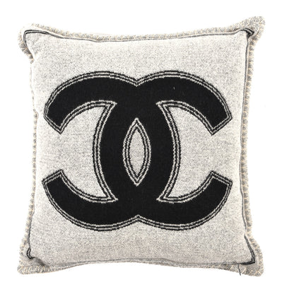 Chanel Merino Wool Cashmere CC Pillow Black White 2 of 4