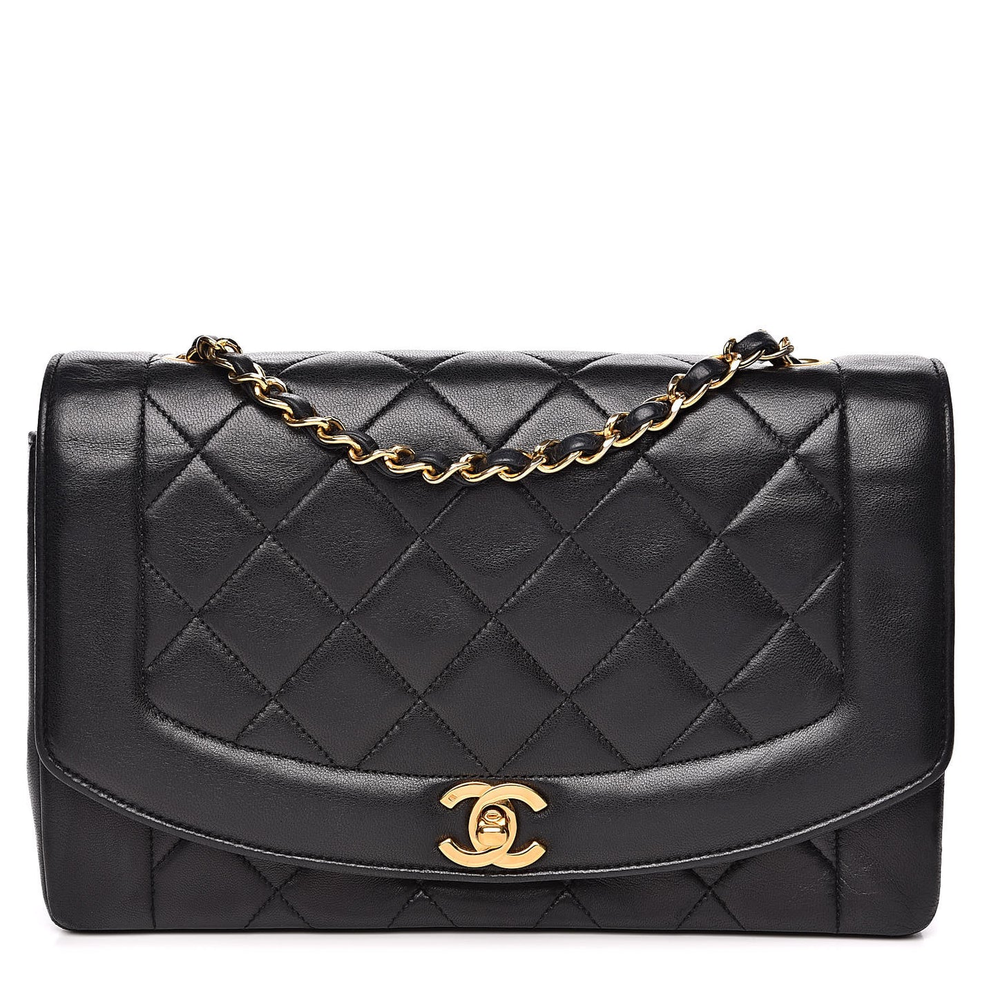 Lambskin Quilted Medium Single Flap Black