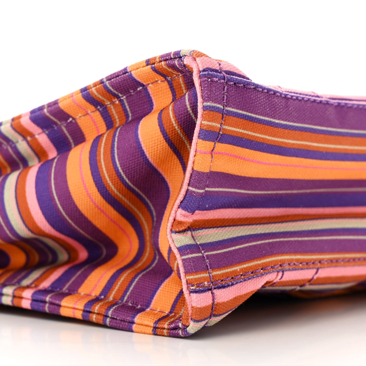 Cotton Canvas Striped Mini The Traveler Tote Bag Purple Multicolor