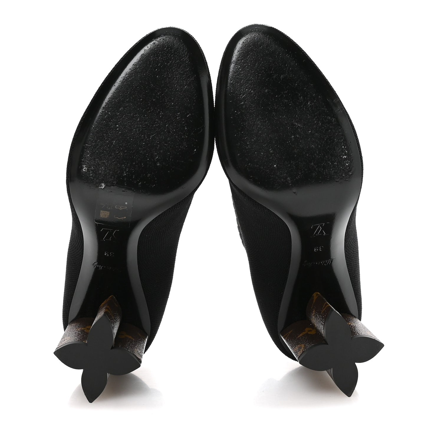 Monogram Stretch Fabric Silhouette Ankle Boots 39 Black