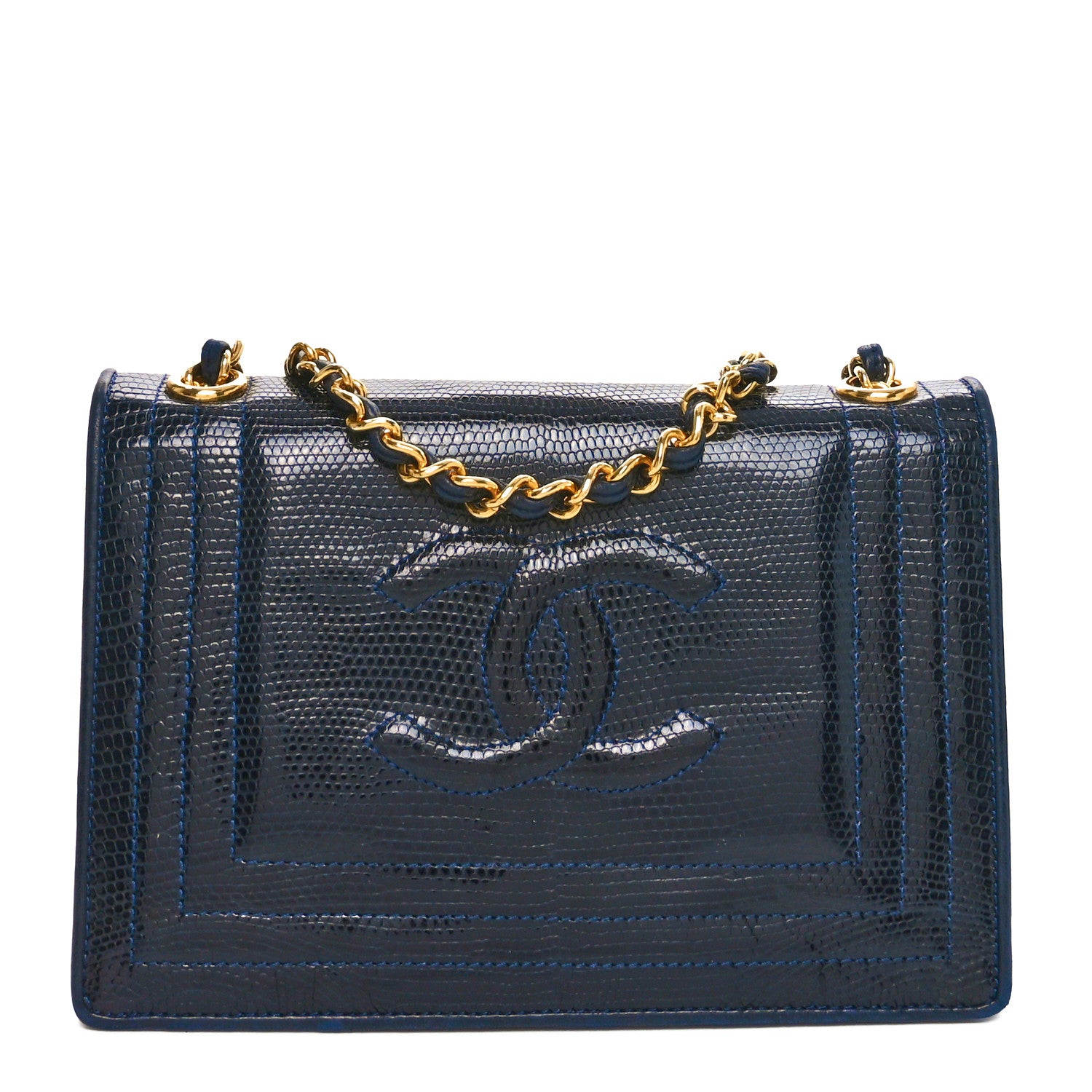 Chanel Lizard CC Mini Flap Bag Navy 1 of 12