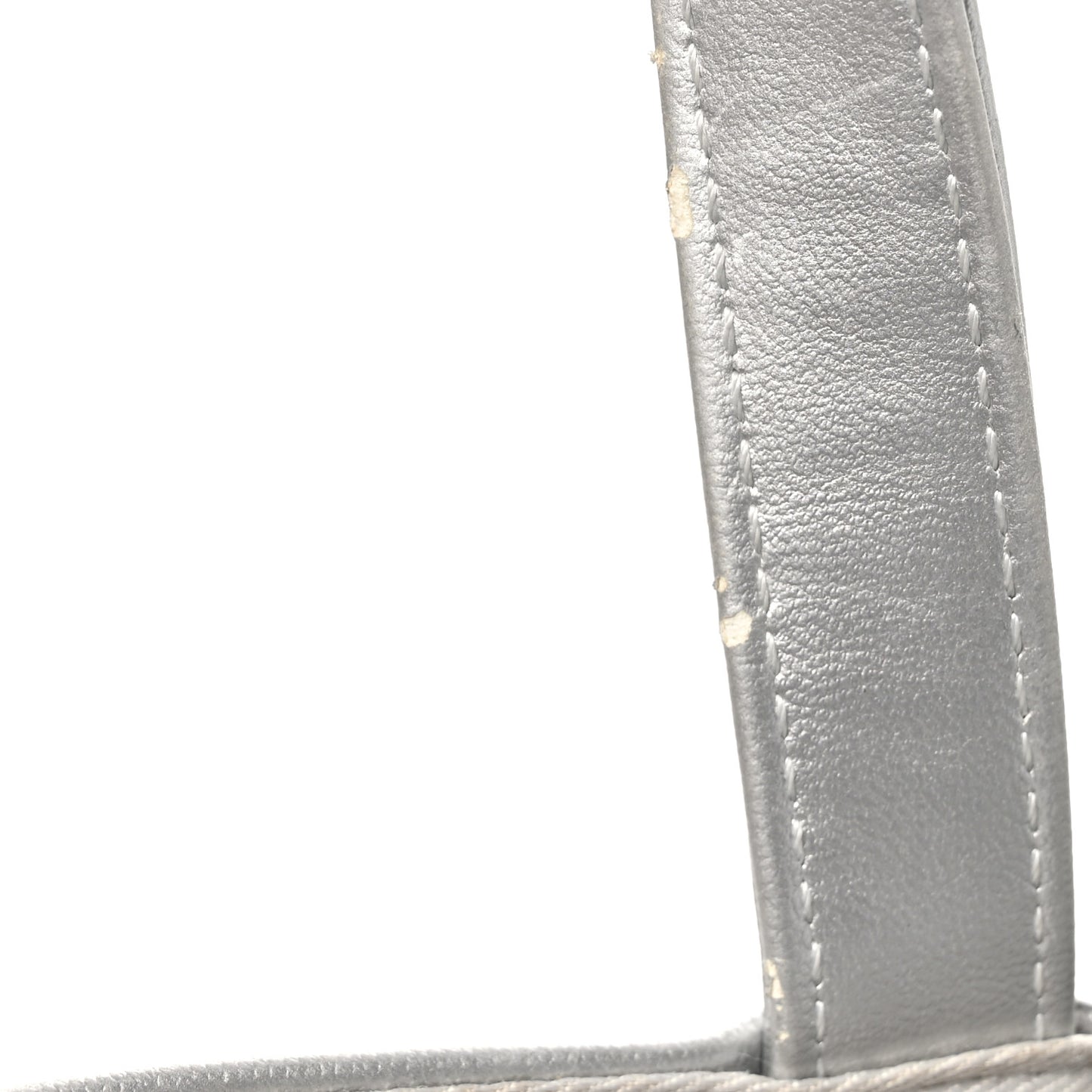Metallic Vegan Leather Medium Shopping Bag Silver