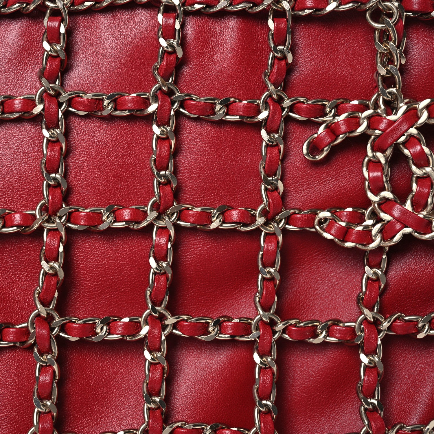 Chanel Lambskin Large Shopping Chain Tote Red 8 of 14
