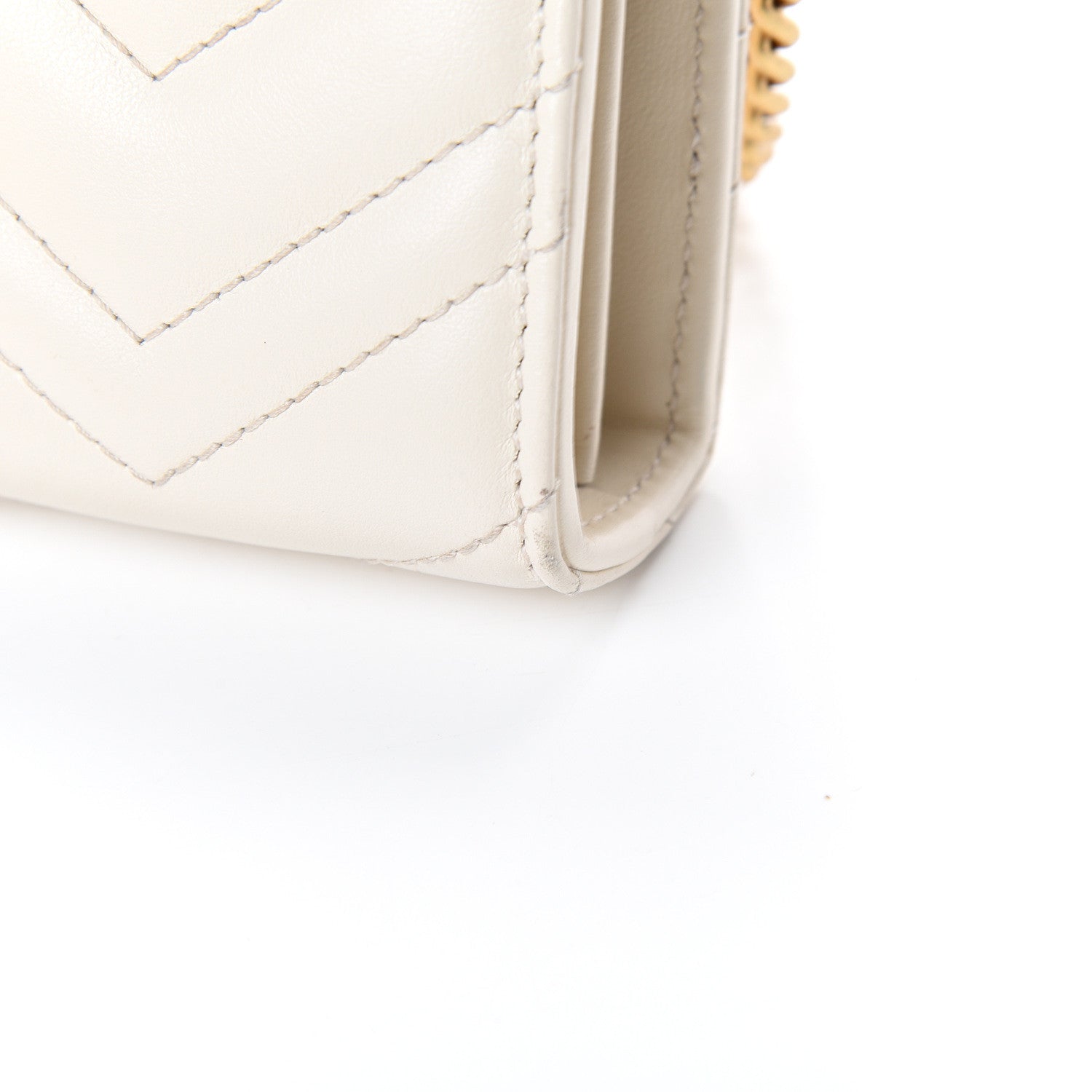 Gucci Calfskin Matelasse GG Marmont Chain Wallet Mystic White 10 of 11