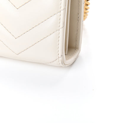 Gucci Calfskin Matelasse GG Marmont Chain Wallet Mystic White 10 of 11
