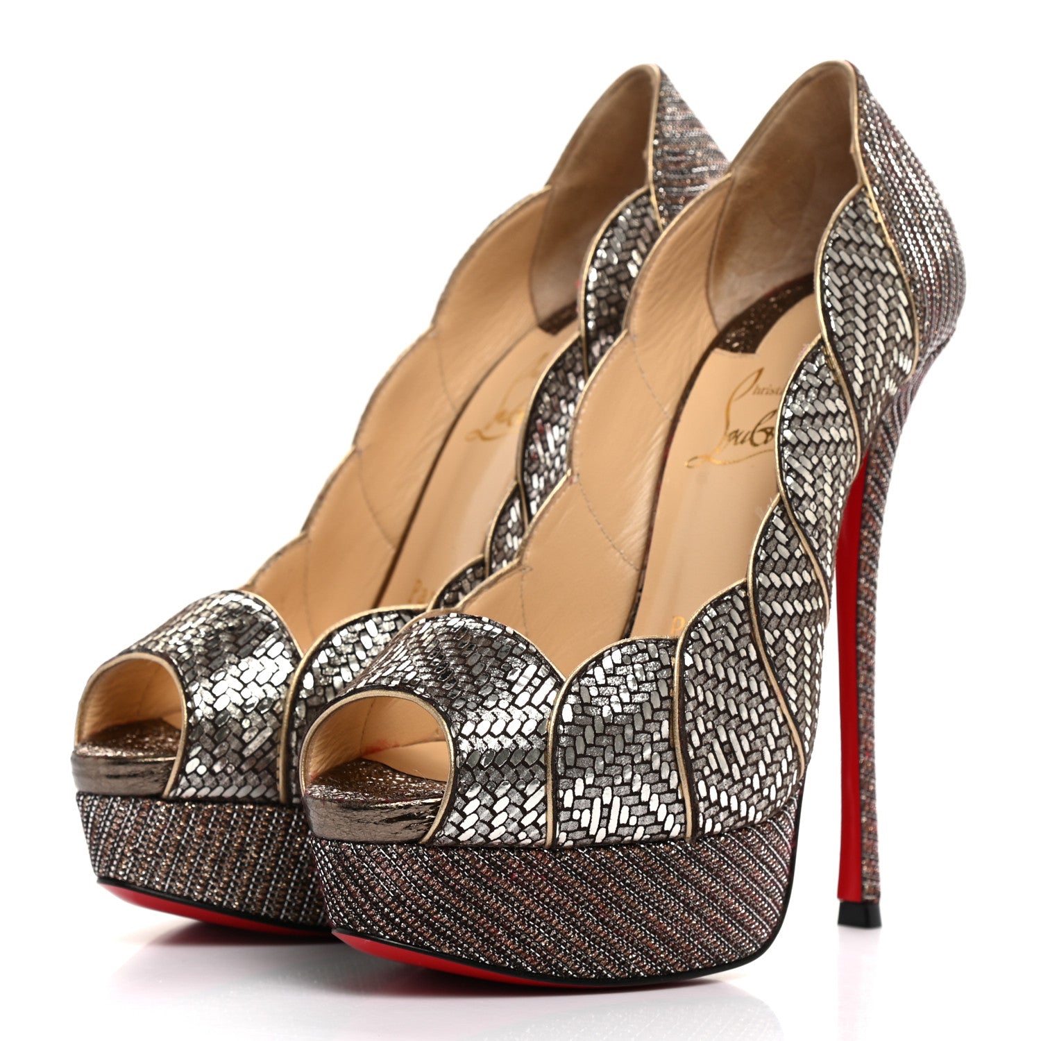 Christian Louboutin Glitter Specchio Torsatou 150 Pumps 36 Antic Silver 3 of 10