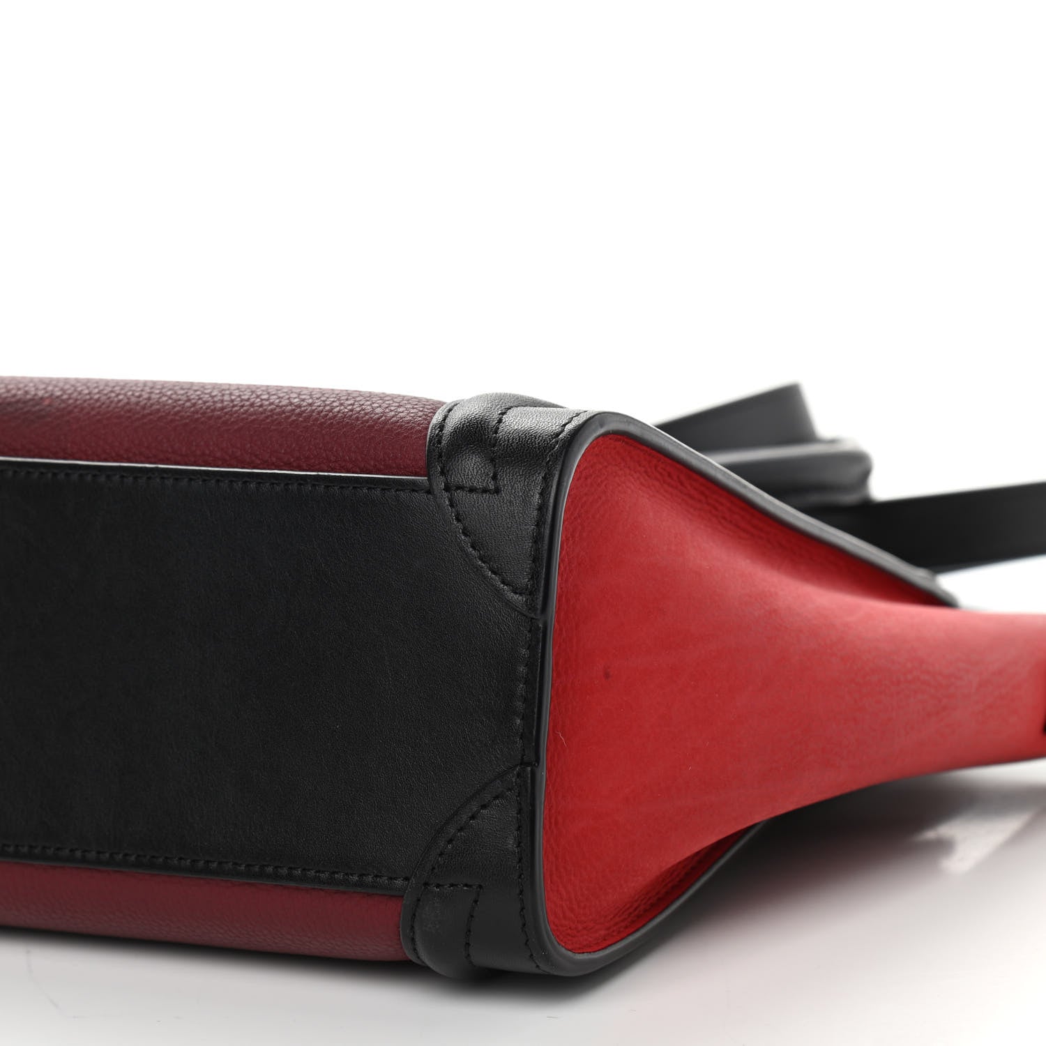 Celine Drummed Calfskin Nubuck Nano Tri-Color Luggage Burgundy 10 of 17