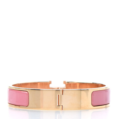 Hermes Enamel Narrow Clic Clac H Bracelet PM Rose Velours 3 of 7