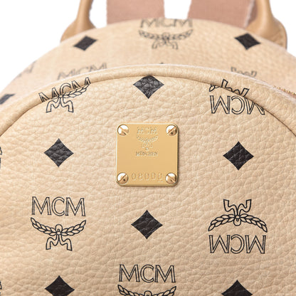 MCM Visetos Side Stud Mini Stark Backpack Beige 9 of 9