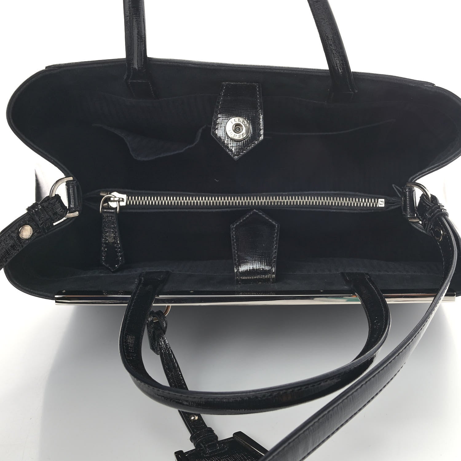 Fendi Patent Vitello Elite Regular 2Jours Tote Black 5 of 9
