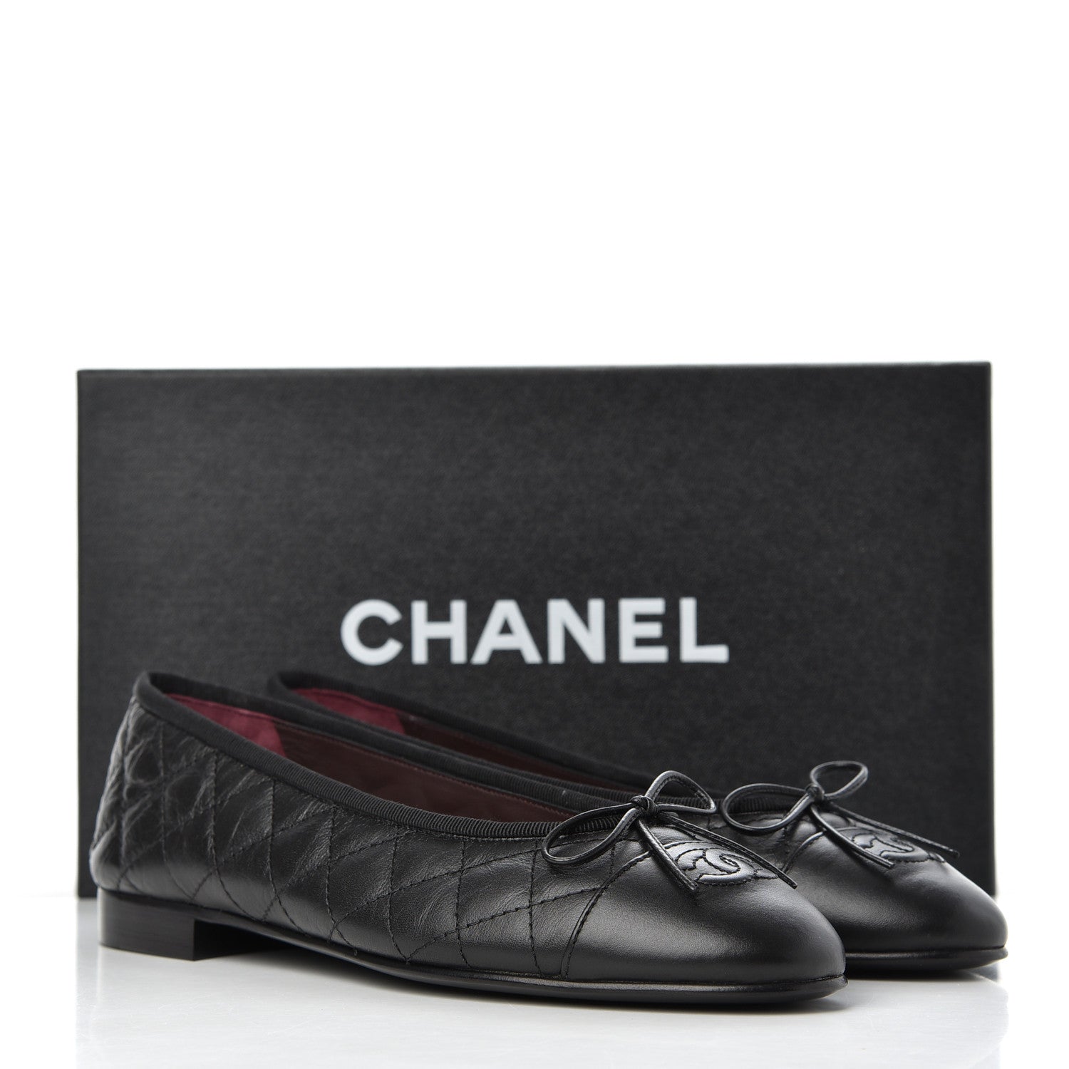 Chanel Aged Calfskin Quilted CC Cap Toe Ballerina Flats 39 Black 12 of 12
