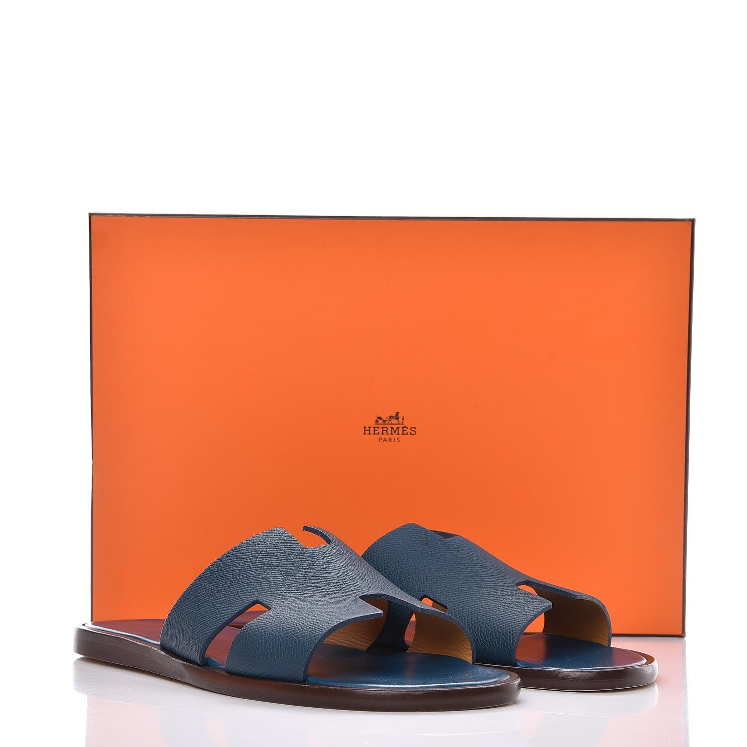Hermes Matte Epsom Mens Izmir Sandals 42 Petrole 10 of 10