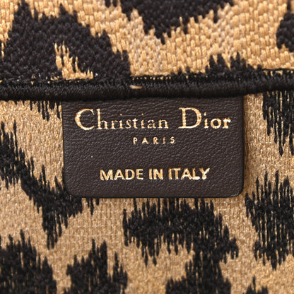 Christian Dior Canvas Mizza Embroidered Medium Leopard Book Tote Beige 6 of 11