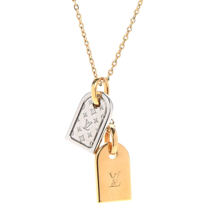 Louis Vuitton Nanogram Name Tag Necklace Gold 4 of 7