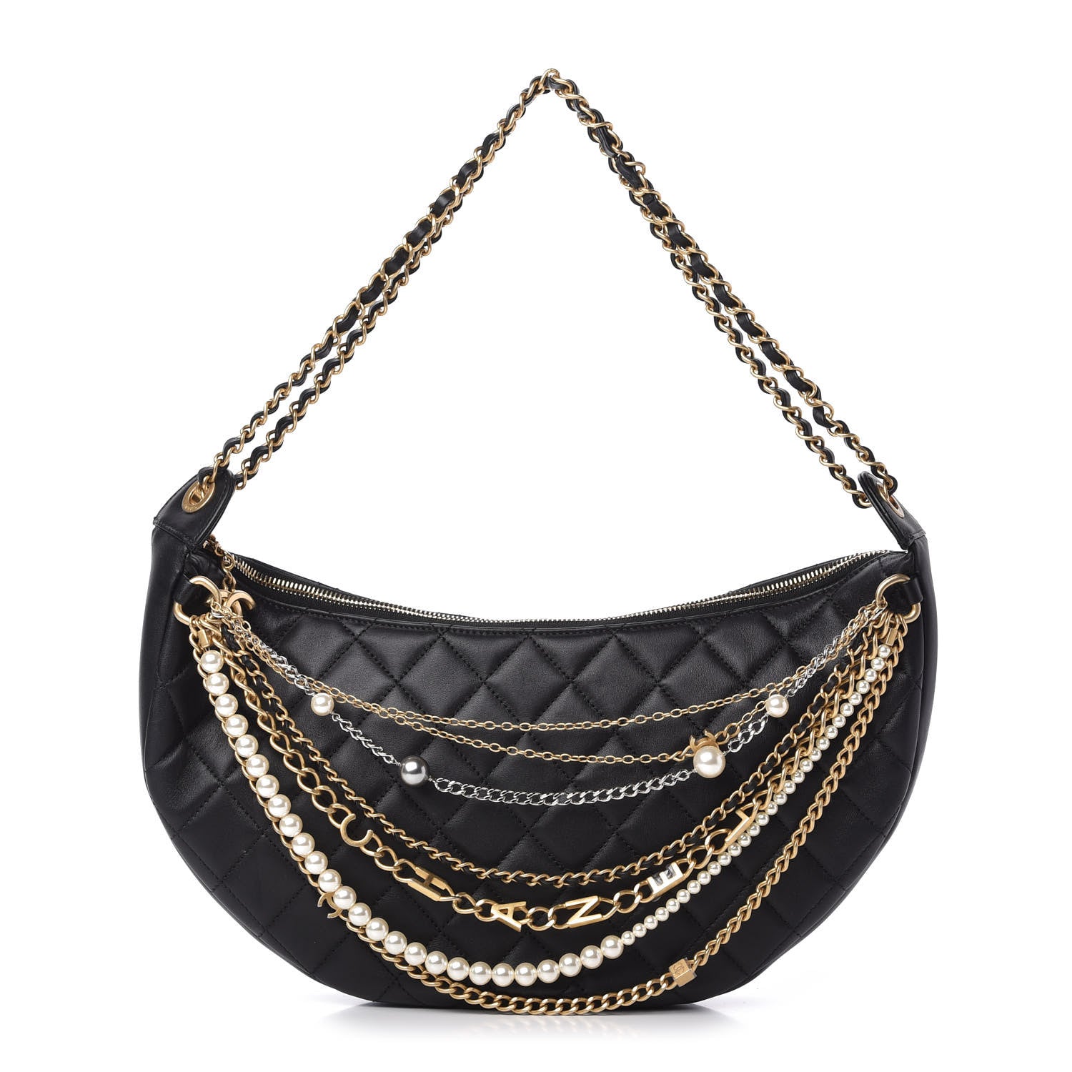 Chanel Lambskin Quilted All About Chains Hobo Black 1 of 10