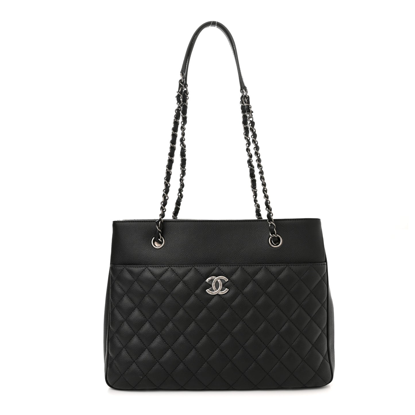 Caviar Quilted Urban Companion Shopping Tote Black