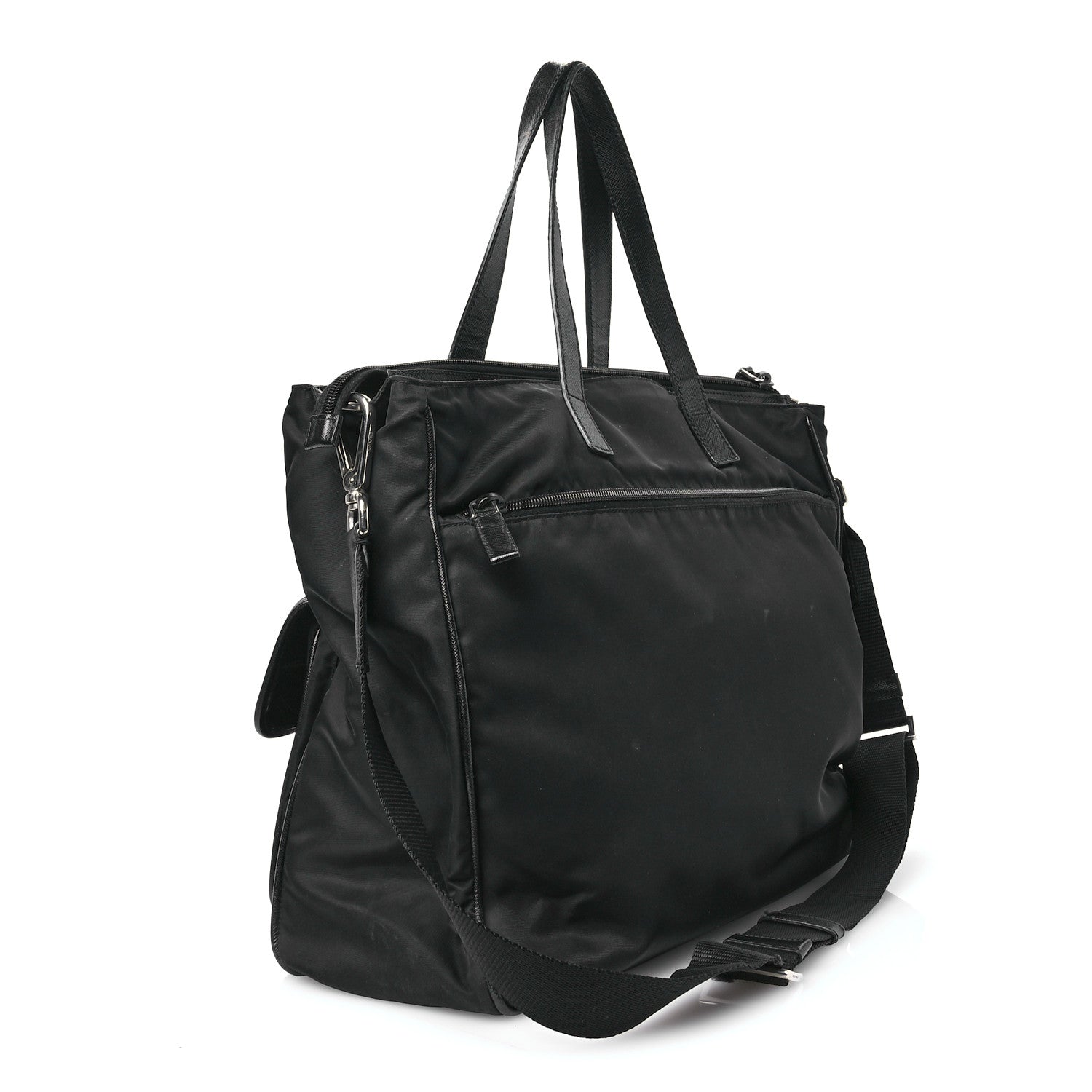 Prada Nylon Saffiano Front Pocket Tote Black 3 of 13