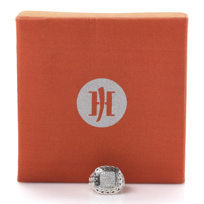 John Hardy Sterling Silver 18K Yellow Gold Diamond Classic Chain Square Ring 52 6 7 of 7