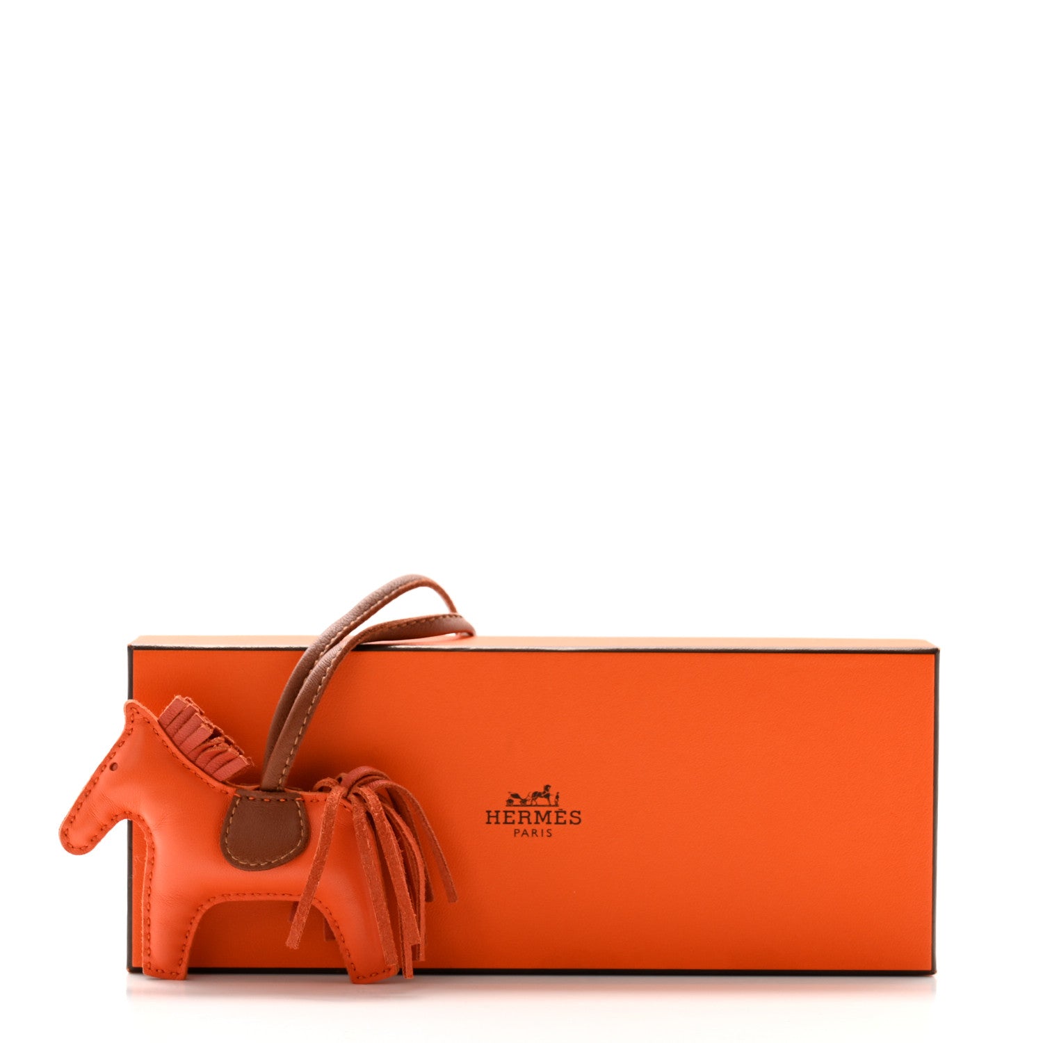 Hermes Milo Lambskin Grigri Rodeo Horse Bag Charm PM Feu Orange Fauve 5 of 5