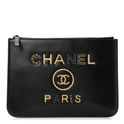 Chanel Aged Calfskin Medium Charms Deauville Pouch Black 1 of 9