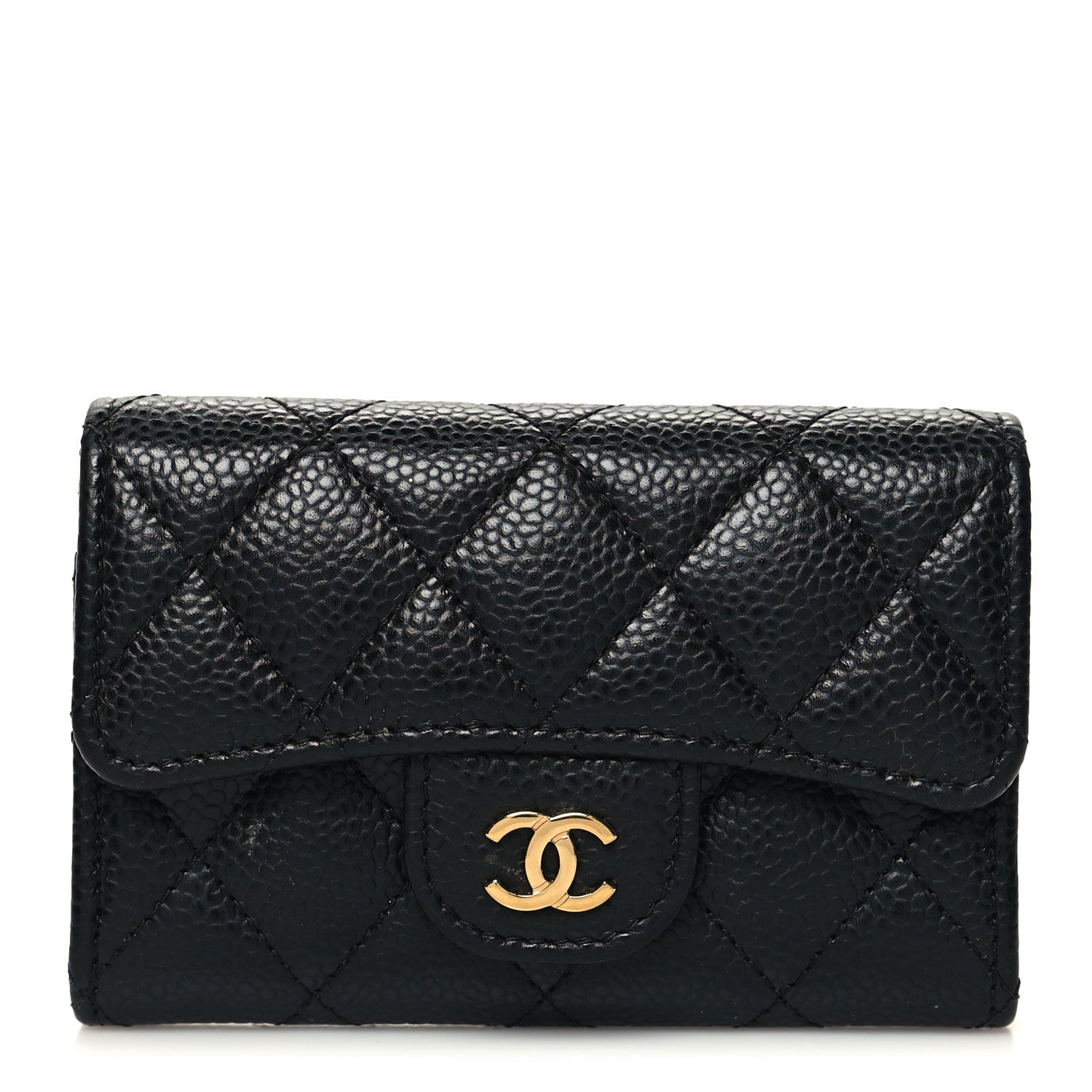 Chanel Caviar Quilted Flap Card Holder Wallet Black 1 of 10