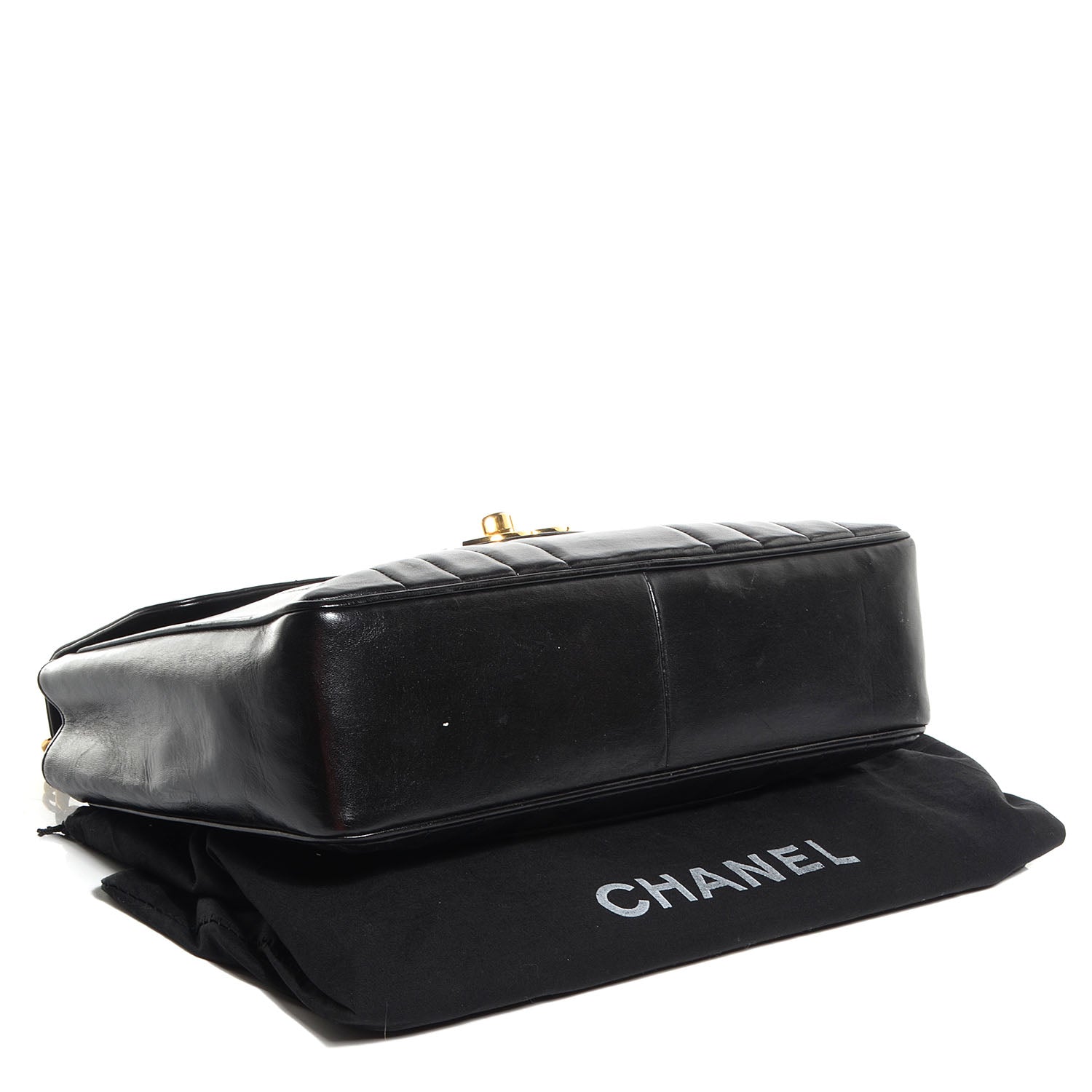 Chanel Lambskin Vertical Quilt Jumbo Flap Black 4 of 8