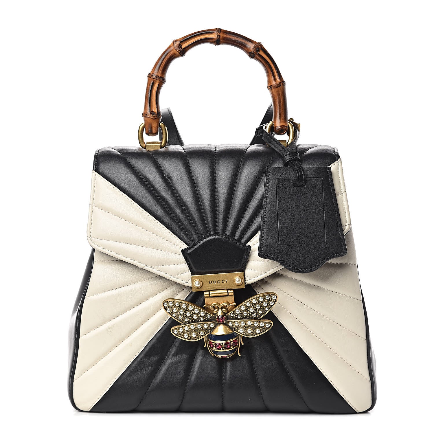 Gucci Calfskin Bamboo Trapuntata Queen Margaret Backpack Mystic White Black 1 of 19