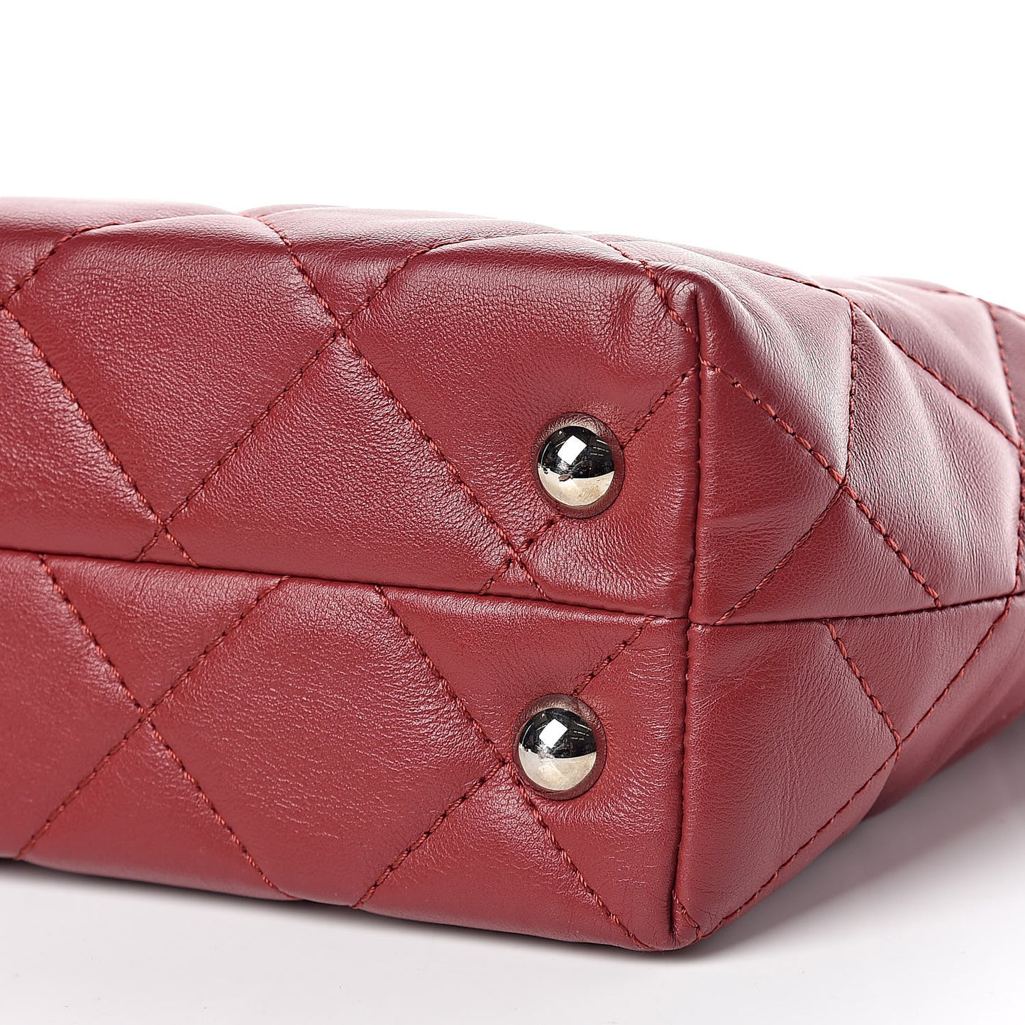 Calfskin Quilted In the Business North South Tote Red
