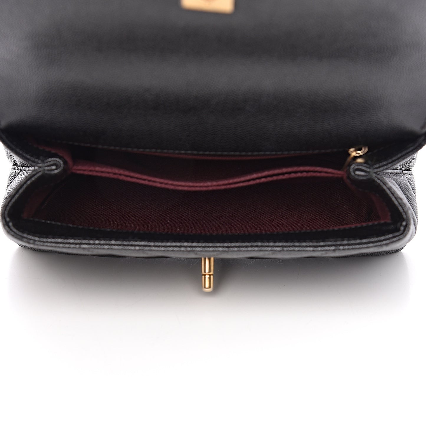 Caviar Chevron Quilted Mini Coco Handle Flap Black
