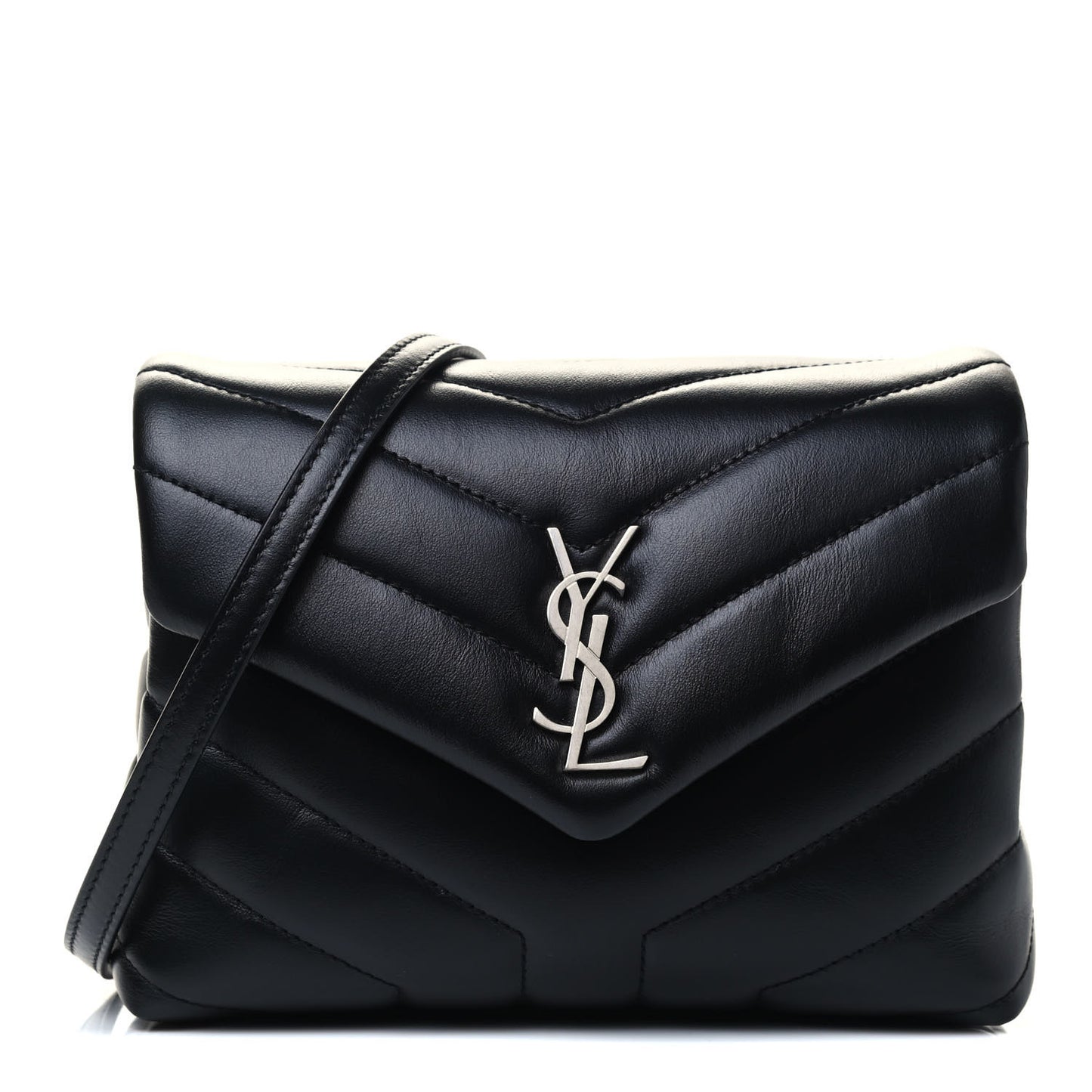 Calfskin Y Quilted Monogram Toy Loulou Crossbody Bag Black
