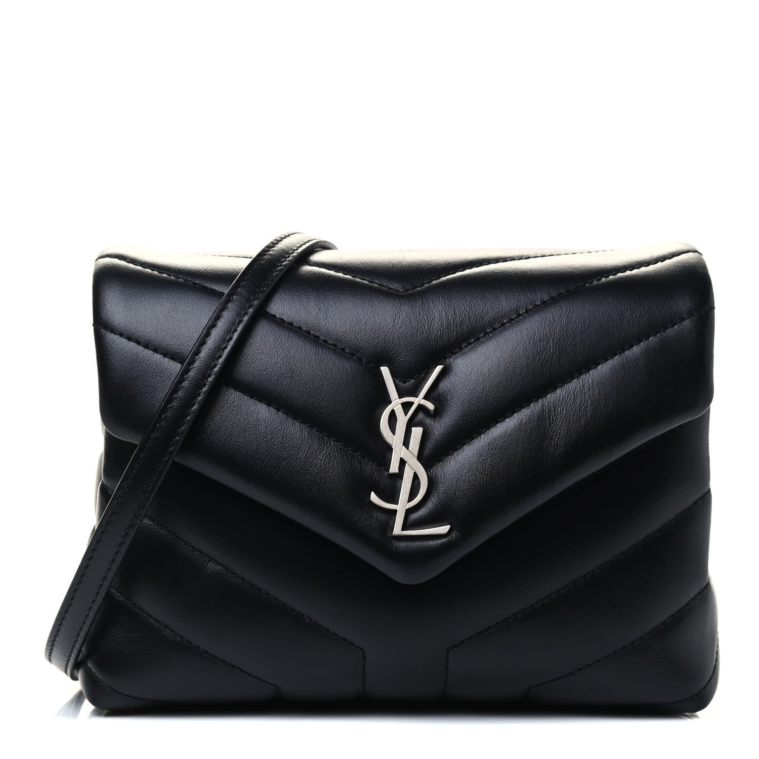 Saint Laurent Calfskin Y Quilted Monogram Toy Loulou Crossbody Bag Black 1 of 4