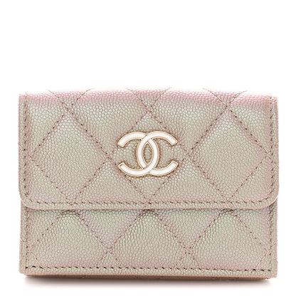 Chanel Iridescent Caviar Quilted Double Flap Wallet Beige 1 of 9
