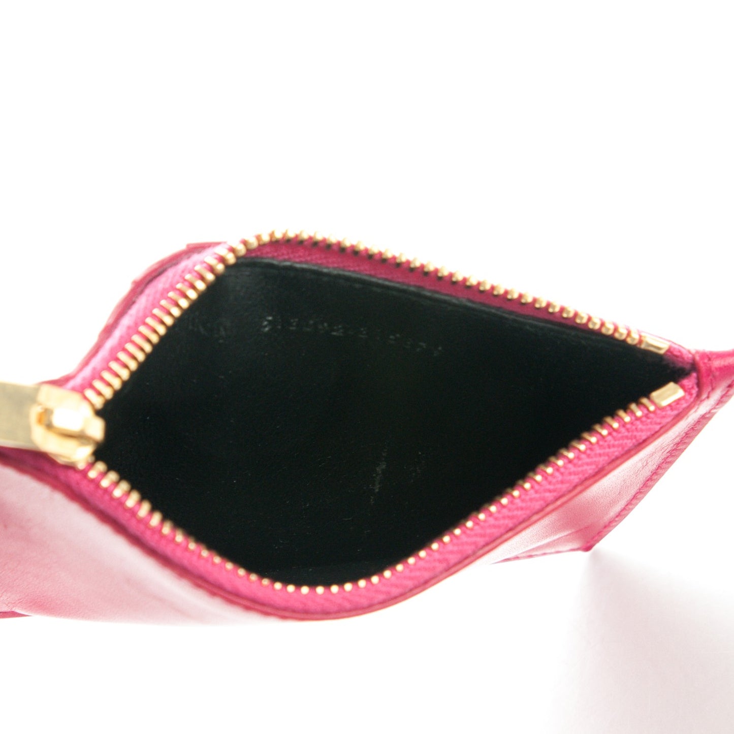 Calfskin 5 Fragments Zip Pouch Card Holder Lipstick Fuchsia