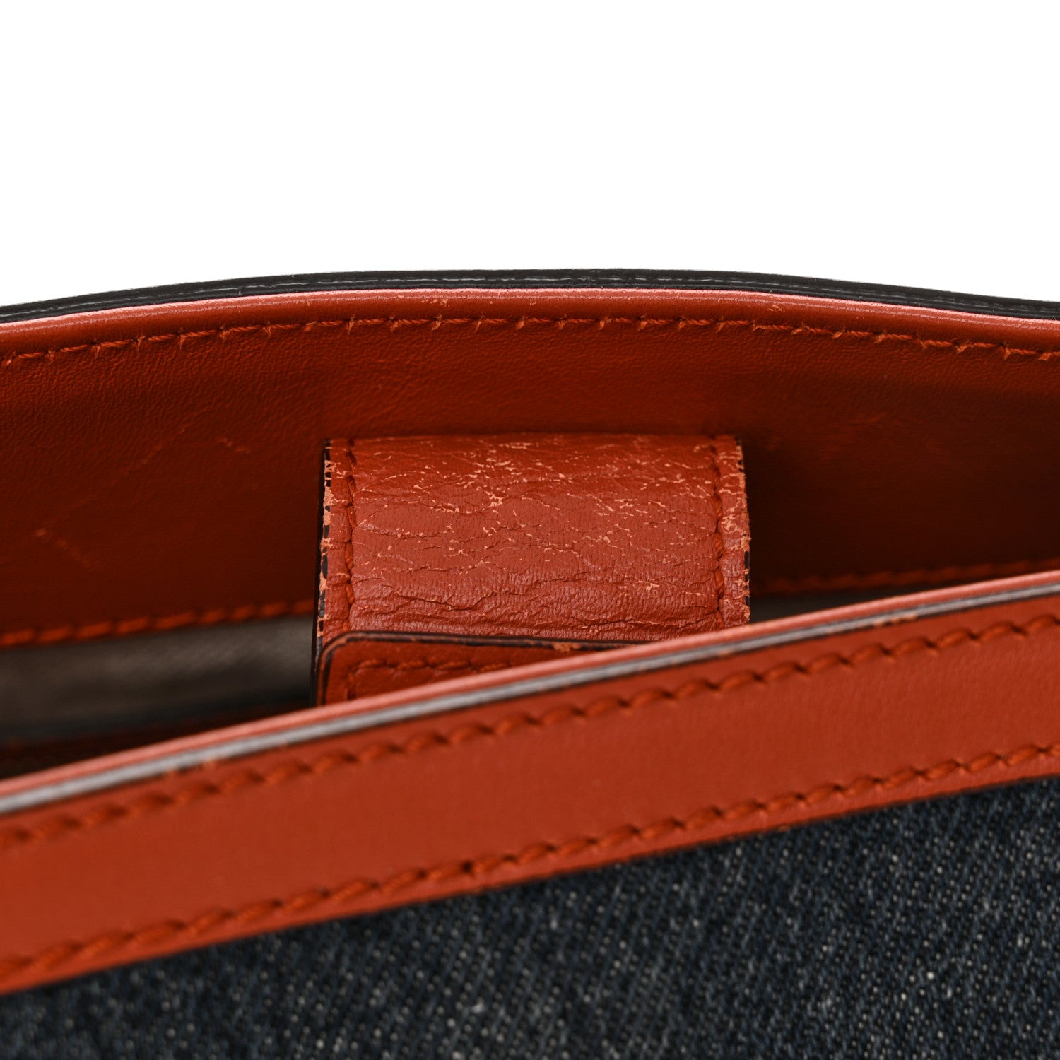 Gucci Denim Calfskin Tote Orange 11 of 17