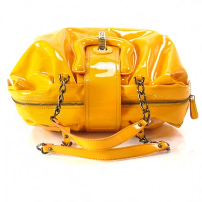 Fendi Patent B Bag Bowler Tote Yellow 4 of 12
