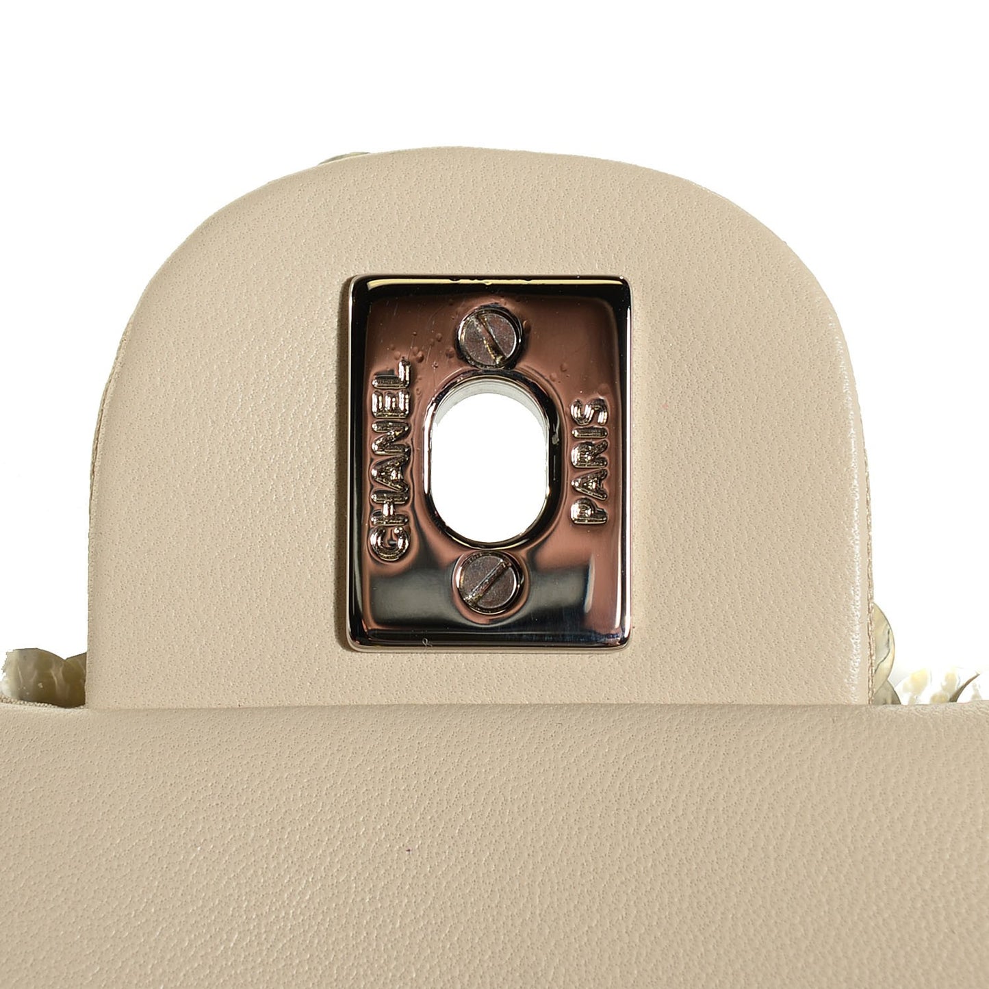 Sequin Paillette Small Flap Beige