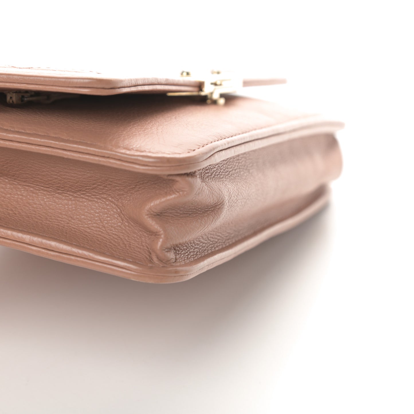 Grained Calfskin Quilted Label Click Flap Wallet On Chain WOC Pink