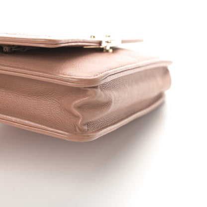 Chanel Grained Calfskin Quilted Label Click Flap Wallet On Chain WOC Pink 18 of 18